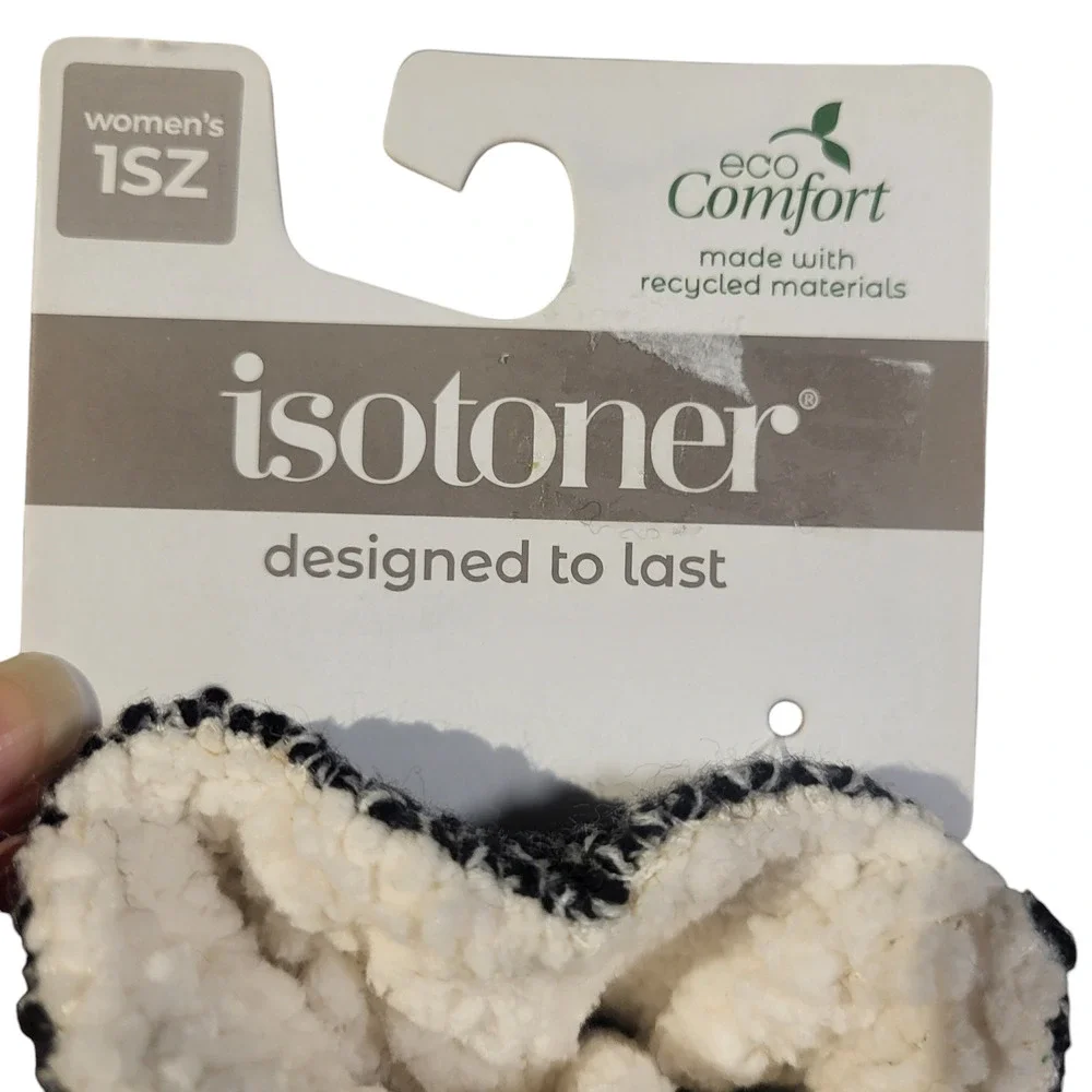 NWT Isotoner eco comfort black and white gloves, one size